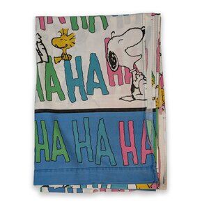 Vintage 1960s Cotton Snoopy Peanuts Gang Haha HAHA Twin Bed Flat Sheet Woodstock